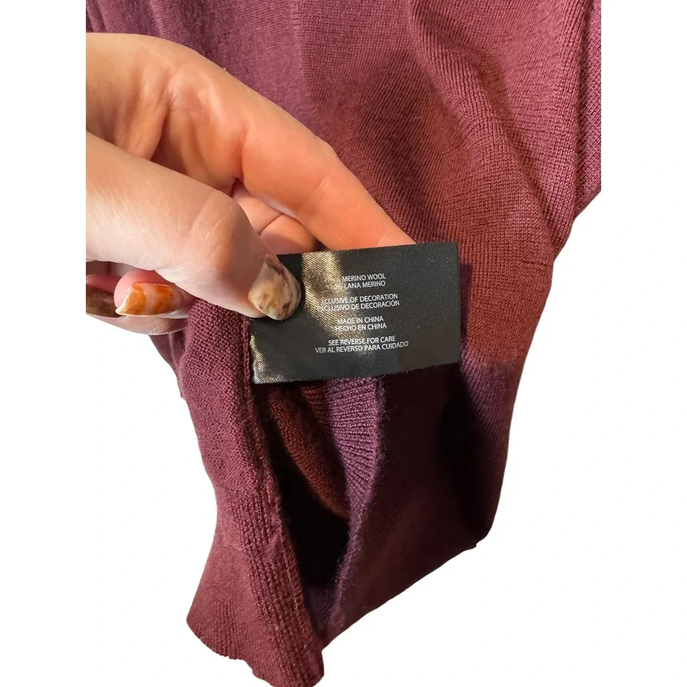 Banana Republic XXL Mens Burgundy Merino Wool‎ Long Sleeve Sweater Basic Staple
